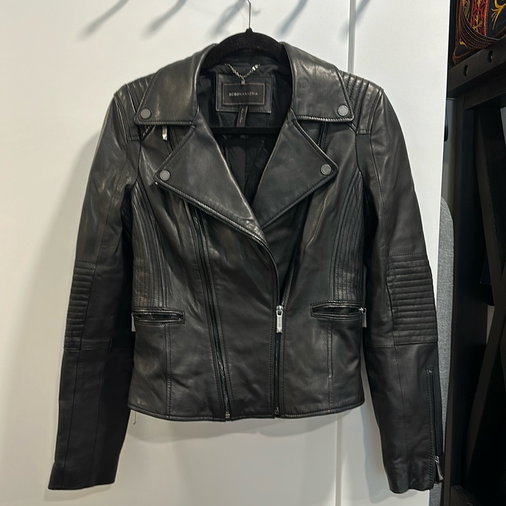 BCBGMAXAZRIA Leather Moto Jacket